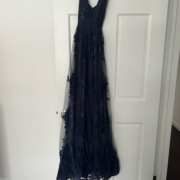Blue tulle cross back low v dress - perfect for wedding guest - Picture 3 of 4